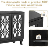 Mirrored Buffet Cabinet with Glass Doors and Silver Handles - 3 - Door Sideboard for Living Room, Hallway, and Dining Room
