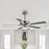 Parrot Uncle 52 - Inch Contemporary Chrome Ceiling Fan with Integrated LED Lights and Remote Control
