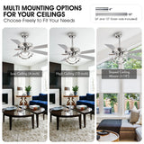 Parrot Uncle 52 - Inch Contemporary Chrome Ceiling Fan with Integrated LED Lights and Remote Control