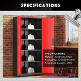 SOLAURA 71" Metal Garage Storage Cabinet with Locking Doors and Adjustable Shelves for Home, Office(Black)