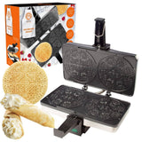 MasterChef Krumkake Baker - Make 2 Krumkake Pizzelle Like Cookies, Great for Cannoli Filling & Cones, Fun Nonstick Kitchen Appliance