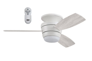 Harbor Breeze Mazon 44 - in White LED Indoor Flush Mount Ceiling Fan with Light Remote (3 - Blade)