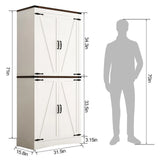 71" Tall Farmhouse Kitchen Pantry Cabinet, 5 Layers Storage Cabinet with Adjustable Shelves, Farmhouse Pantry Cabinet with 4 Barn Doors