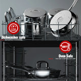 Cook N Home Pots and Pans Stainless Steel, 8-Piece Induction Pot Kitchen Cookware Set, Silver, Oven Safe