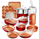 Gotham Steel Cookware + Bakeware Set with Nonstick Durable Ceramic Copper Coating ÿ Includes Skillets, Stock Pots, Deep Square Fry Basket