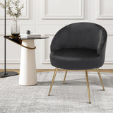 Monibloom Velvet Accent Chair, Modern Upholstered Single Sofa Side Chair, Comfy Barrel Club Living Room Armchair with Golden Metal Legs