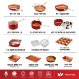Gotham Steel 32 Pcs Pots and Pans Set Non Stick, Cookware Set with Bakeware and Premium Food Storage Set Nonstick Pots and Pans Set, Red