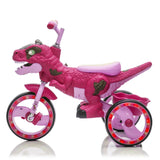 Xuanlur Kids Ride on Dinosaur Tricycle, Toddlers Kid Trike with Wide Flash Wheels, Anti - Slip Pedals, Rear Basket, Music & LED Lights, Toddler Bike