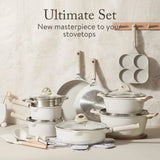 Non Stick Pots and Pans Set, 21 Pcs Induction Kitchen Cookware Sets (Beige Granite)