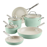 KitchenAid 9-Piece Hard Anodized Ceramic Nonstick Cookware Set, Pistachio
