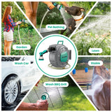AUOSHI Retractable Garden Hose Reel 1/2" 100ft Automatic Hose Reel with 10 Function Sprayer Nozzle Wall Mount 180 Deg Swivel Bracket Hose Reel