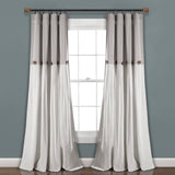 Lush Decor Linen Button Window Curtain Panel - 84", Single, Gray/White