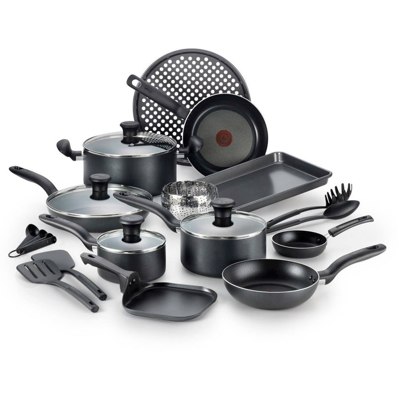 T - Fal 20-Piece Cookware Set, Charcoal, Kitchen Appliance