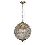 1-Light 12" Retro Antique Gold Crystal Globe Chandelier Small Sphere Pendant Light