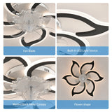 Garwarm Dimmable Ceiling Fan with Light and Remote Control, 27" Small Flush Mounted Ceiling Fan