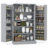 Spaco 17-Tier Kitchen Small Pantry Cabinet with 2 Doors and 6 Adjustable Shelves, Cabinet Pantry, Freestanding 5-Tier Shelving Pantries