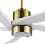 WINGBO 54 DC Ceiling Fan with Lights and Remote Control, 5 Reversible Carved Wood Blades Brass/Black
