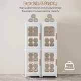 Slim Kitchen Pantry Storage Cabinet with Doors and Shelves, 3 - Tiers Plastic Narrow Storage Organizer Collapsible