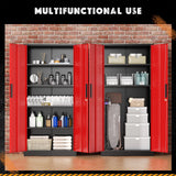 SOLAURA 71" Metal Garage Storage Cabinet with Locking Doors and Adjustable Shelves for Home, Office(Black)