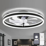 Oaks Aura DC2002 20in. LED Indoor Black Bladeless Low Profile Ceiling Fan Flush Mount Smart App Remote Control Dimmable Lighting