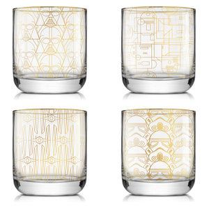 JoyJolt Star Wars Deco Double Old Fashion Drinking Glass 10 oz Set of 4