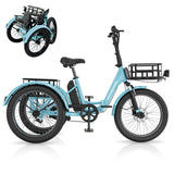 ABORON 3.0 Fat Tire Electric Trike for Senior Foldable E - Bike, 500W Motorized Tricycle Adult 20" Folding 3 Wheel Electric Commute Bike Trike W/48V