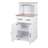 Kitchen Storage Cabinet Pantry Cabinet, White Storage Cupboard Pantry with 2 Doors, 2 Drawers & Microwave Shelf, Freestanding Kitchen Storage Buffet