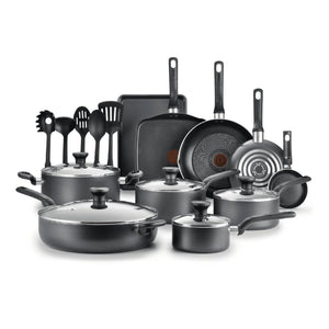 T - Fal Easy Care Nonstick Cookware, 20 Piece Set, Grey