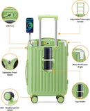20 in Carry on Luggage with Cup Holder & USB Port, Airline Approved TSA - Locked Luggage, Lightweight PC Material Travel Suitcase