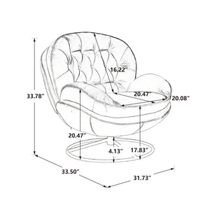 Velvet Swivel Accent Chair with Ottoman, Modern Chaise Lounge Chair with Metal Frame and Footstool, Comfy Armchair Reading Chair