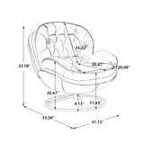 Velvet Swivel Accent Chair with Ottoman, Modern Chaise Lounge Chair with Metal Frame and Footstool, Comfy Armchair Reading Chair