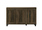 Qumbnk Wood Shoes Storage Cabinet with Handle, 3 Door Accent Cabinet for Living Room, Bedroom, Dark Brown