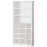Lauren White Shoe Cabinet with Side Hooks 24 Pair Freestanding Shoe Rack Storage Organizer for Hallway Closet Entryway