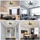 Garwarm Dimmable Ceiling Fan with Light and Remote Control, 27" Small Flush Mounted Ceiling Fan
