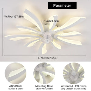 Garwarm Dimmable Ceiling Fan with Light and Remote Control, 27" Small Flush Mounted Ceiling Fan