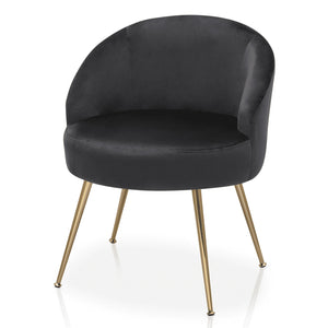 Monibloom Velvet Accent Chair, Modern Upholstered Single Sofa Side Chair, Comfy Barrel Club Living Room Armchair with Golden Metal Legs