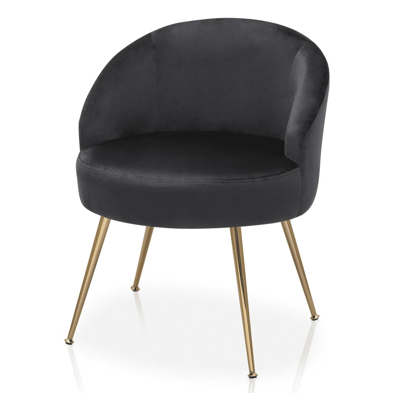 Monibloom Velvet Accent Chair, Modern Upholstered Single Sofa Side Chair, Comfy Barrel Club Living Room Armchair with Golden Metal Legs