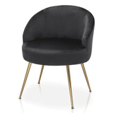Monibloom Velvet Accent Chair, Modern Upholstered Single Sofa Side Chair, Comfy Barrel Club Living Room Armchair with Golden Metal Legs