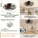 Industrial Cage Ceiling Fan - Low - Profile 7 - Blade Fan with Remote & Light - Modern Rustic Cooling for Small Spaces