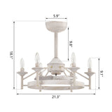 Maxax Candlestick Ceiling Fan with Light, 21" White Vintage Ceiling Fan with Remote Control, 6 Speeds Reversible Timing Ceiling Fan