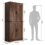 71" Tall Farmhouse Kitchen Pantry Cabinet, 5 Layers Storage Cabinet with Adjustable Shelves, Farmhouse Pantry Cabinet with 4 Barn Doors