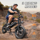 AVDL Electric Bike, 16" Fat Tire Ebike, 500W Motor, 48V 12ah Removable Battery, 4x Suspension, 38 Miles Pure Electric, 55 Miles Pedal