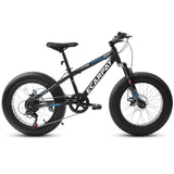 20 in Mountain Bike for 7 - 15 Years Old, 7 Speed Kids Bike with High Carbon Steel Frame, Fat Tire and Dual Disc Brake, Front Suspension Mountain