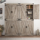 71" Tall Farmhouse Kitchen Pantry Cabinet, 5 Layers Storage Cabinet with Adjustable Shelves, Farmhouse Pantry Cabinet with 4 Barn Doors