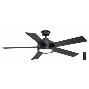 Baxtan 56 in. LED Matte Black Ceiling Fan with Light and Remote Control