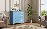 6 Drawer Dresser, Light Blue Elegant Chest of Drawers, Large Cabinet with Storage, Rustic Wood Chest of Drawers for Bedroom, Living Room, Hallway