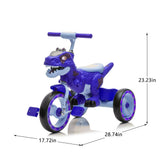 Xuanlur Kids Ride on Dinosaur Tricycle, Toddlers Kid Trike with Wide Flash Wheels, Anti - Slip Pedals, Rear Basket, Music & LED Lights, Toddler Bike