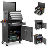 2 - in - 1 Rolling Tool Chest, 5-Drawer Tool Storage Cabinet with Wheels, Adjustable Shelf, Tool Box Organizer for Garage Warehouse Workshop