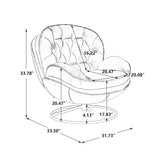 Velvet Swivel Accent Chair with Ottoman, Modern Chaise Lounge Chair with Metal Frame and Footstool, Comfy Armchair Reading Chair