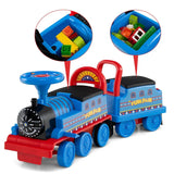 6V 2-Seater Ride On Train with Detachable Carriage, Under-Seat Storage, Whistle & Flashing LED Lights, Trackless Electric Ride On Toy for Kids